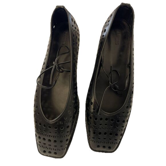 New Alohas Sway Black Slit Leather Ballet Flats sz 39 /US 9 NWOB - Picture 5 of 7